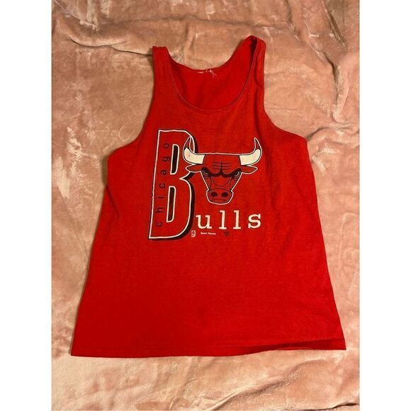 Vintage 90’s XL Red Chicago Bulls Tee Tank Top Shirts - Picture 2 of 6